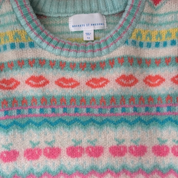 Valentines Day! Colorful Heart and Stripe Kids Sweater - Picture 2 of 3